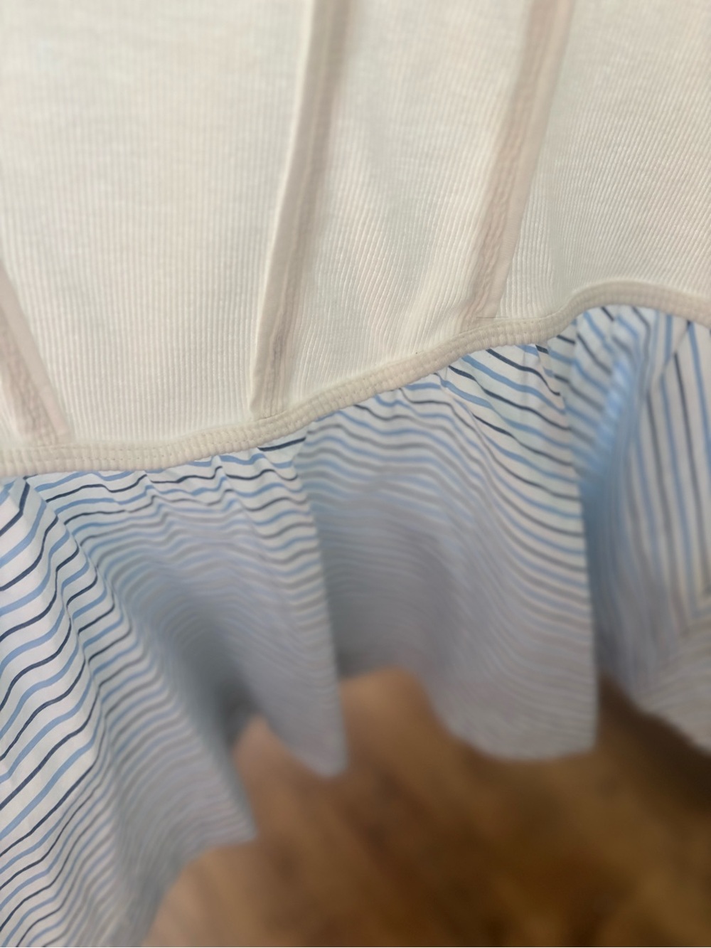 Anthropology Cream Ribbed Tank with Blue-Striped Peplum Skirt - Picture 4 of 8